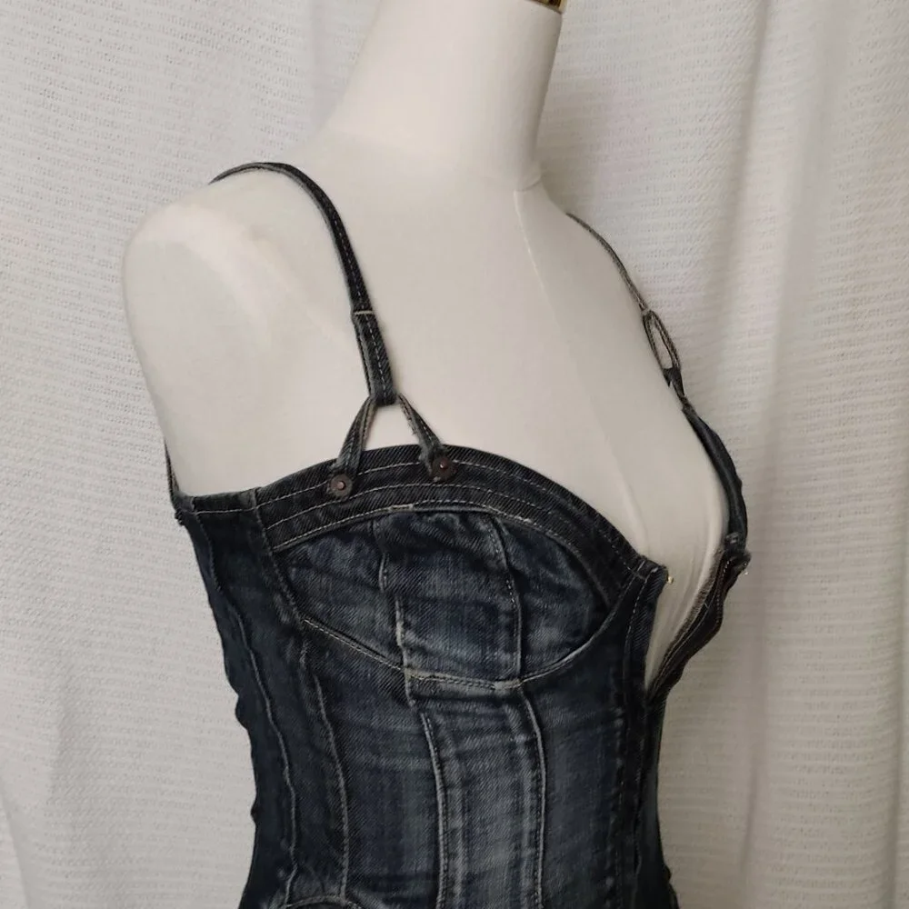 Guess Premium | Denim corset bustier top | Size XS - Picture 2 of 16